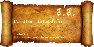 Bandler Balabán névjegykártya
